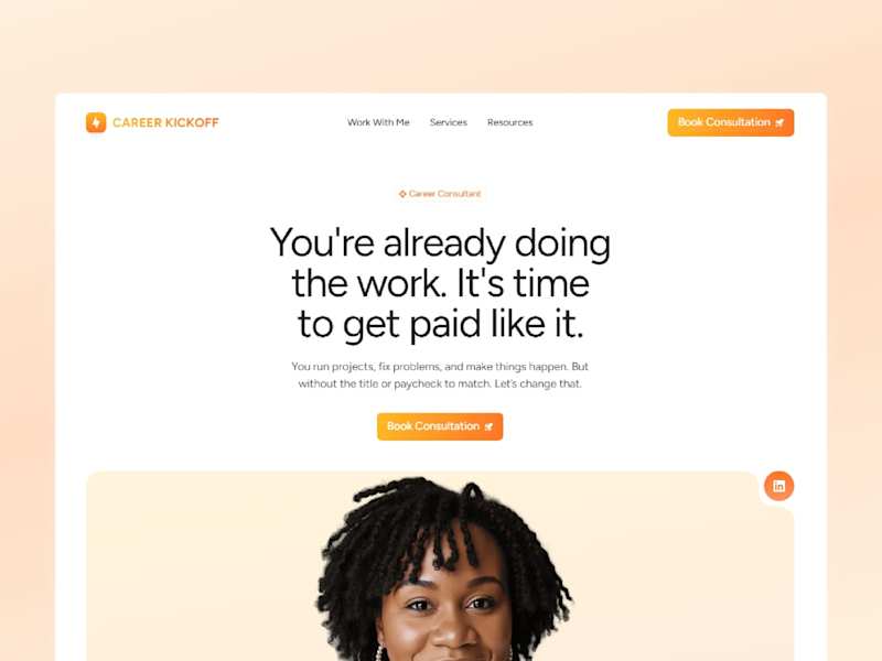 Cover image for Web design project done in Framer for a career consultant