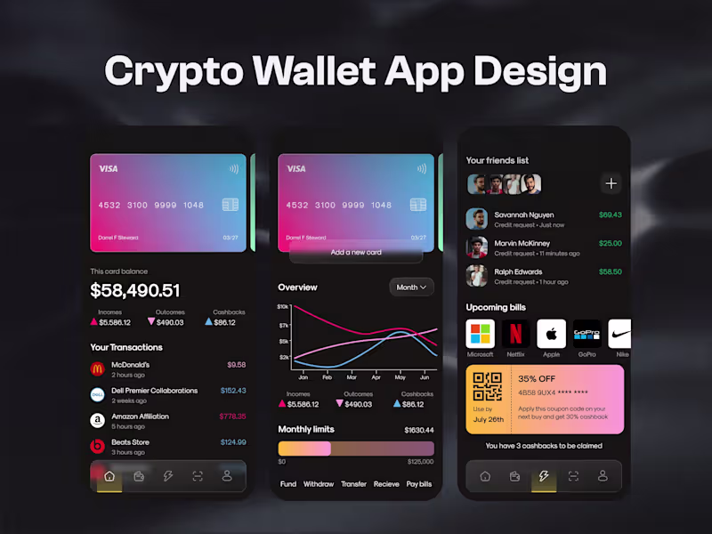 Cover image for Crypto Wallet Interface App Design ⚡