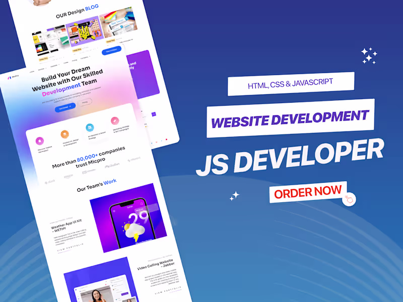 Cover image for I will develop a Responsive Website using HTML, CSS & Javascript