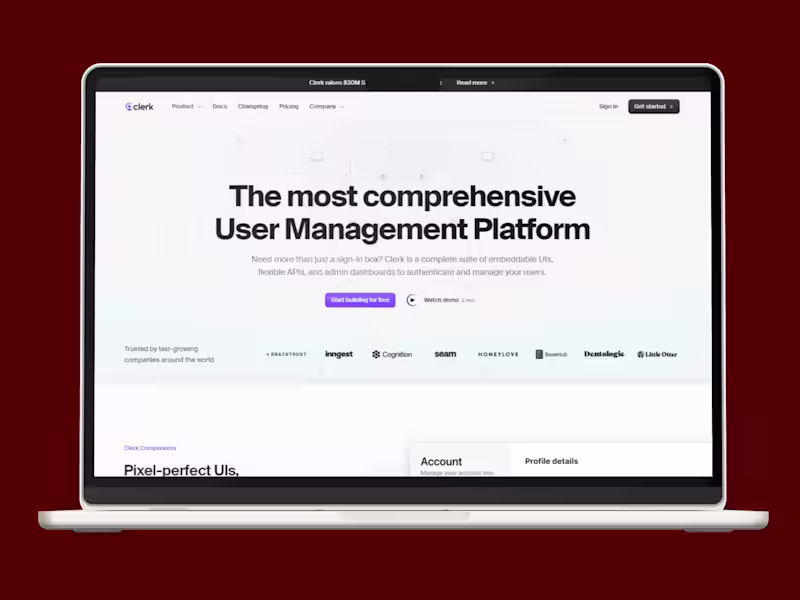 Cover image for Clerk User Management Platform UI/UX Design