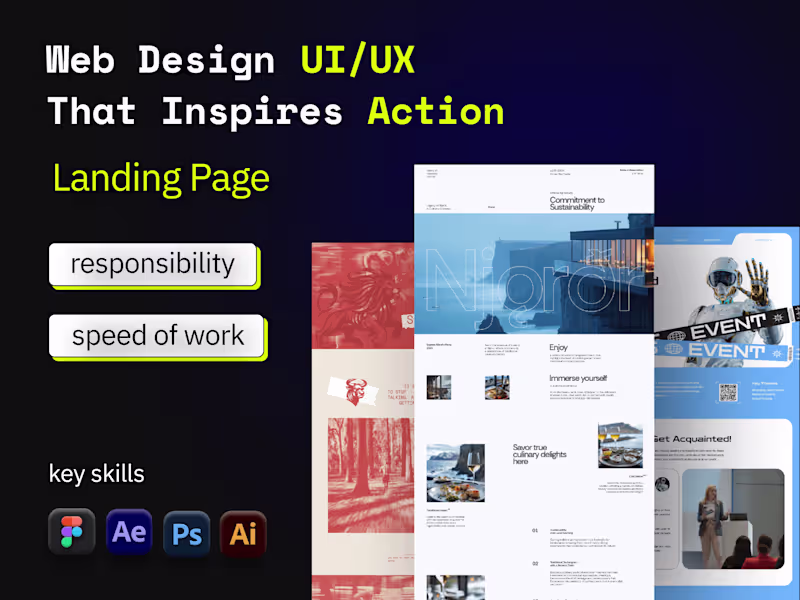 Cover image for Landing Page UI UX design: responsive, creative and modern