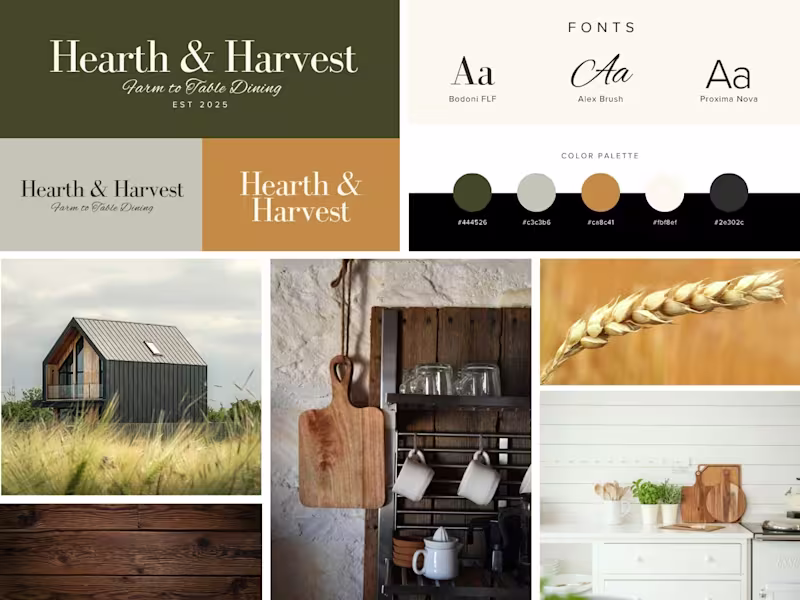Cover image for Mood board for a farm-to-table dining experience, Hearth & H...
