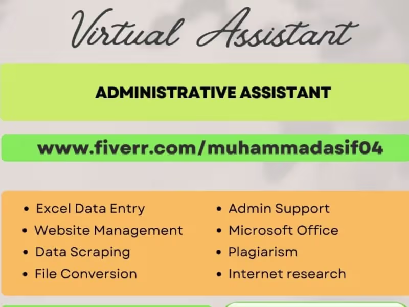 Cover image for I will be your task administrative and data entry virtual assist