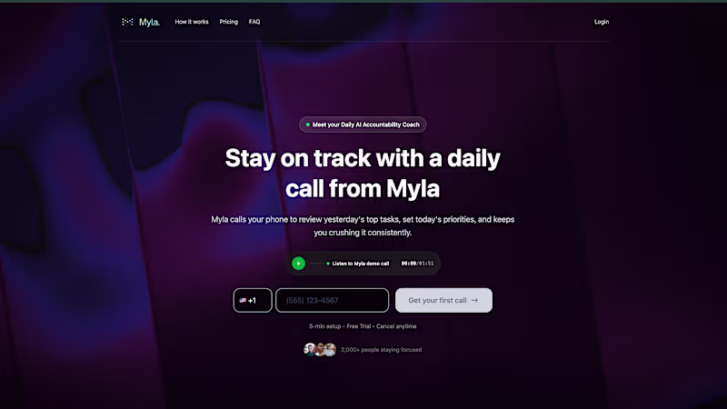 Cover image for Myla is your personal AI accountability coach — designed to ...