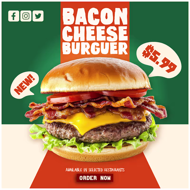 Cover image for Cheeseburger Social Media Post