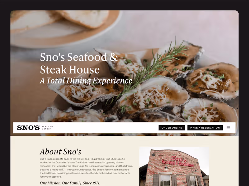 Cover image for Sno's Seafood & Steak House