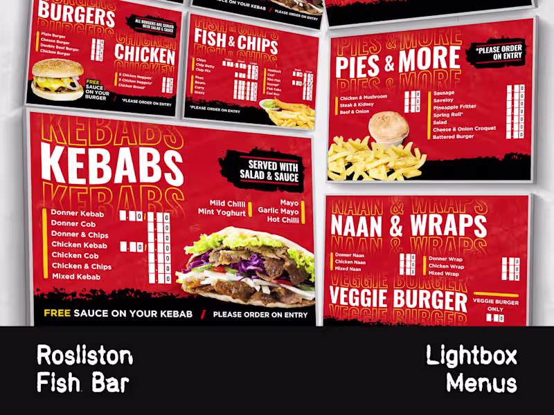 Cover image for Rosliston Fish Bar Lightbox Menus