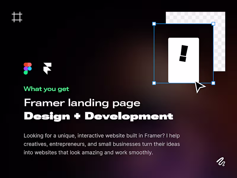 Cover image for Framer landing page | Design + Development