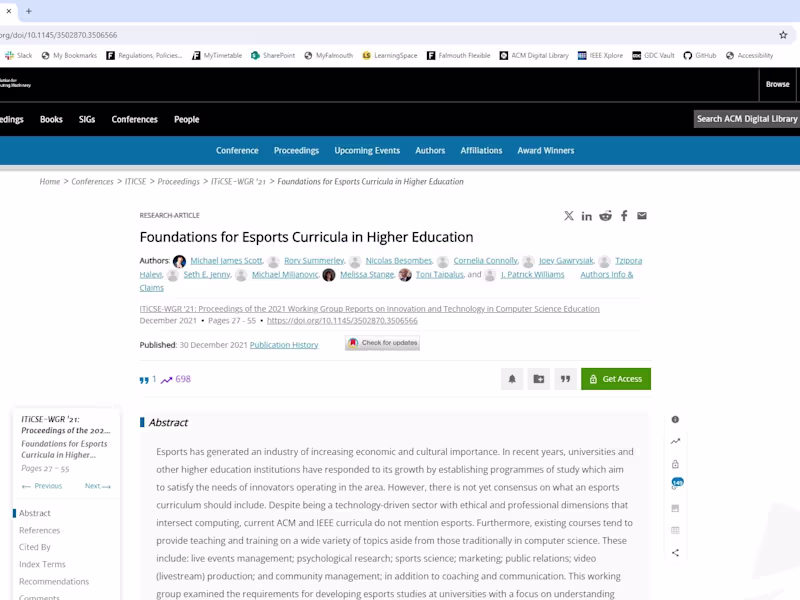 Cover image for Foundations for Esports Curricula in Higher Education