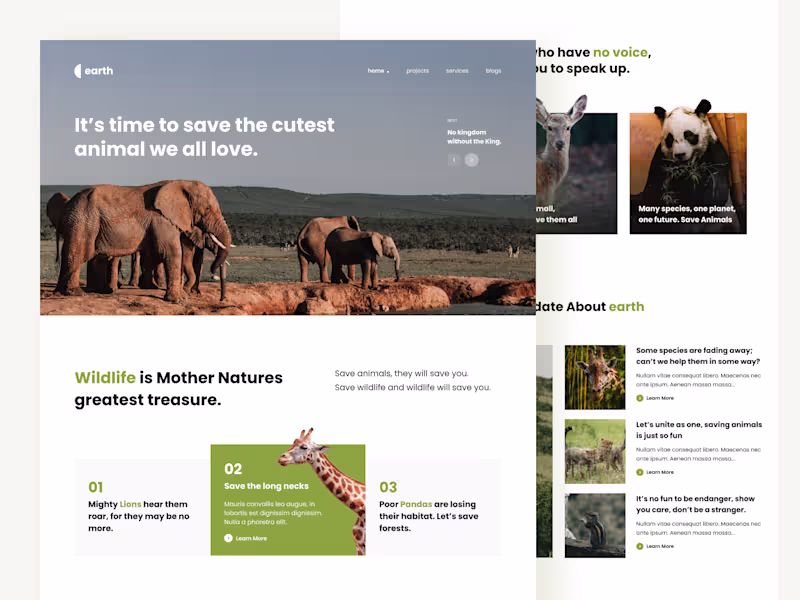 Cover image for Earth - Save Wildlife Homepage