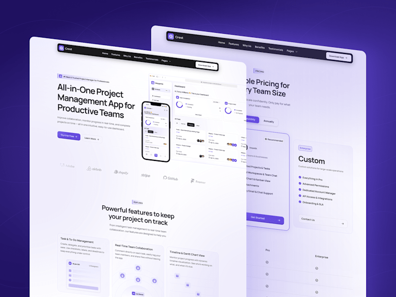 Cover image for Crest App Website Template Development
