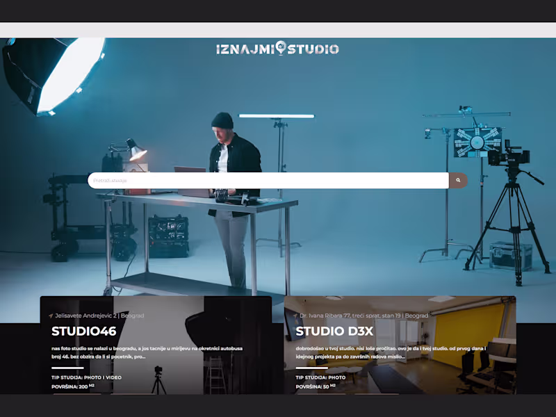 Cover image for Iznajmi Studio | Baza svih foto video i audio studija u Srbiji.