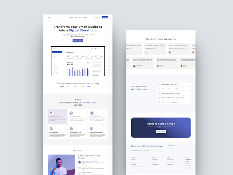 Cover image for Vendor Landing Page Design for Ojà