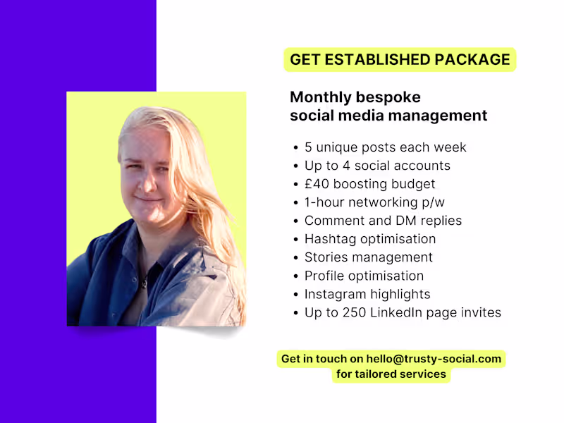Cover image for Monthly social media management | GET ESTABLISHED PACKAGE