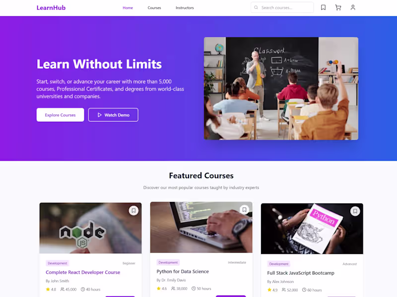 Cover image for Premium Online Learning Platform - Web Application