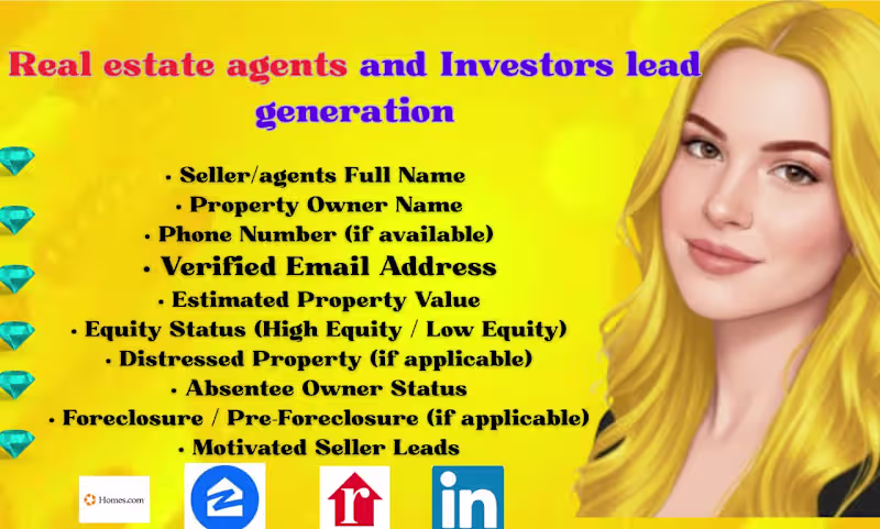 Cover image for find real estate agents investors realtors lead generation