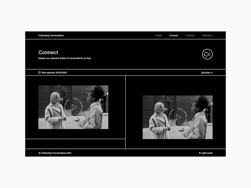 Cover image for Cultivating Conversations Branding, Squarespace Design