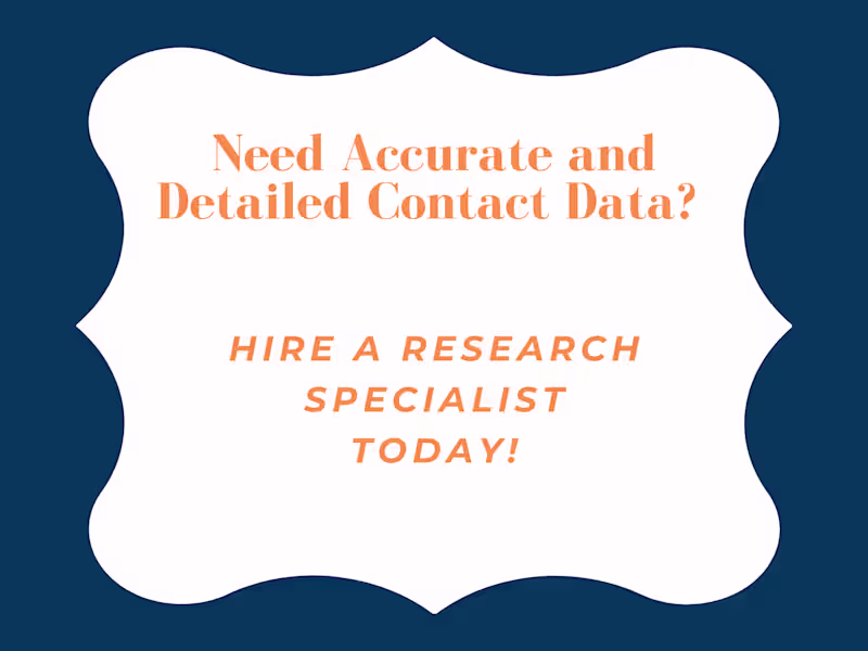 Cover image for Research Specialist for Contact Data Compilation