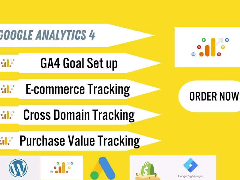 Cover image for I will fix or setup google analytics 4, ga4 ecommerce tracking