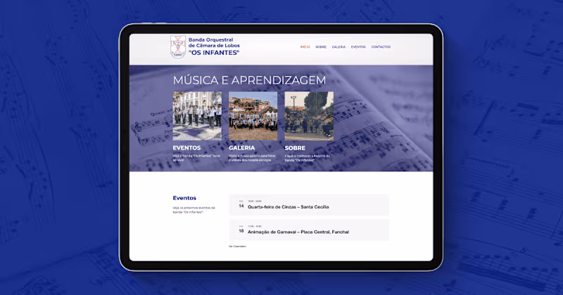 Cover image for Banda Orquestral de Câmara de Lobos "Os Infantes" Website Design