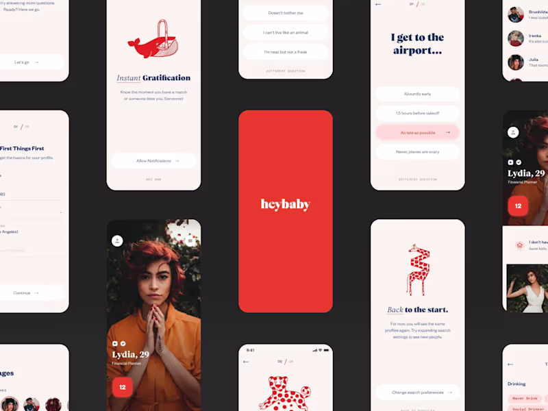 Cover image for heybaby high-trust dating, iOS + Android