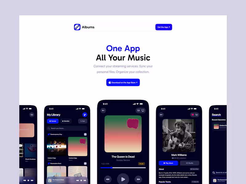 Cover image for In progress UI for an upcoming redesign for the Albums webpa...