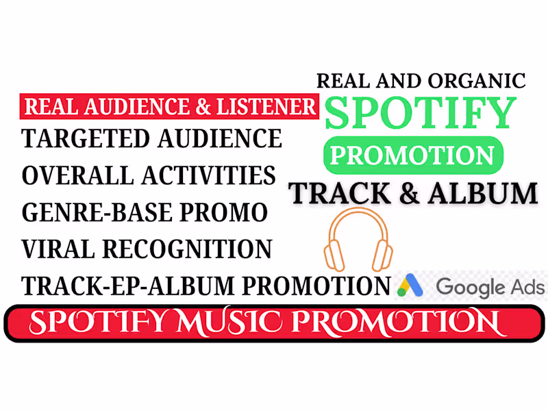 Cover image for Organic Spotify Promotion Album Track Music Spotify Ads Campaign