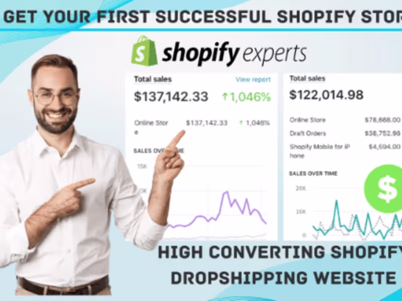 Cover image for I will do shopify website designing, development and marketing
