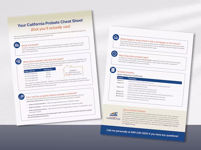 Cover image for Probate Cheat Sheet • Educational Flyer Design