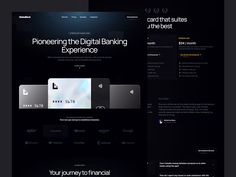 Cover image for GlobalBank - Digital Banking Website Design