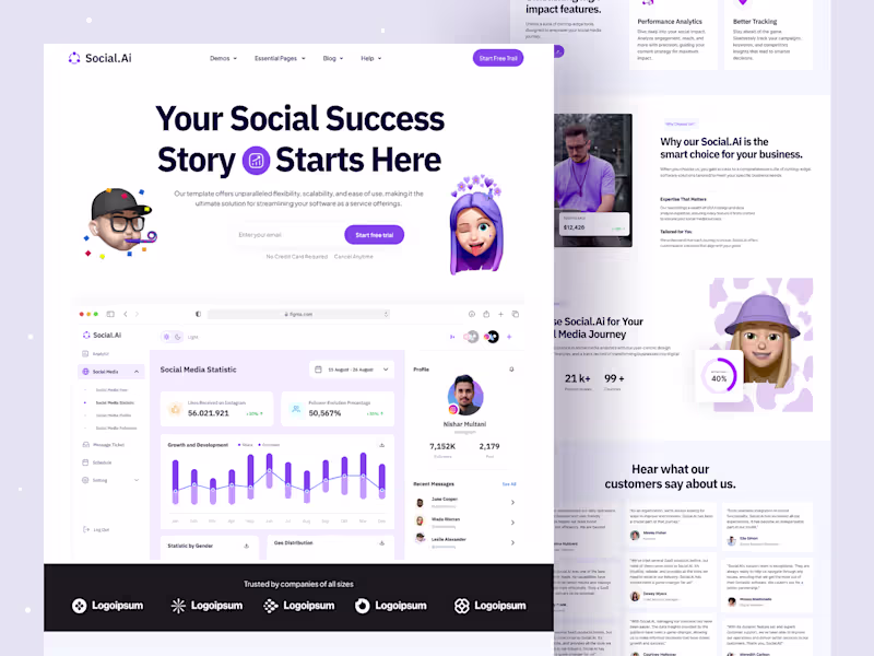 Cover image for Social media analytics - saas website design