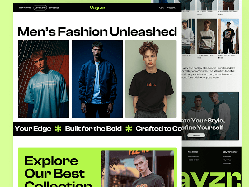Cover image for Vayzr - Men Fashion Brand - Online Store - UI UX Design