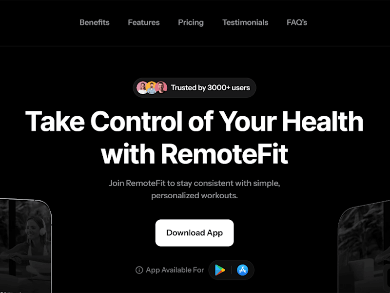 Cover image for RemoteFit App Landing Page Design