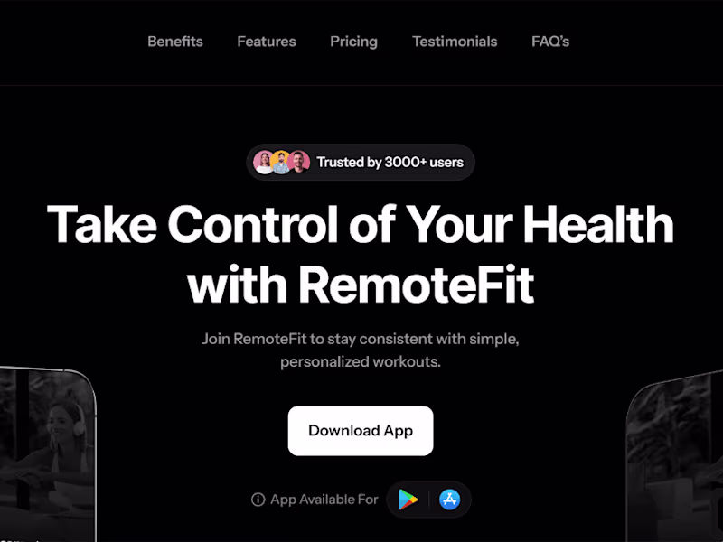 Cover image for RemoteFit App Landing Page Design