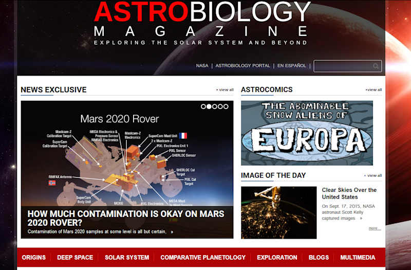 Cover image for Astrobiology magazine