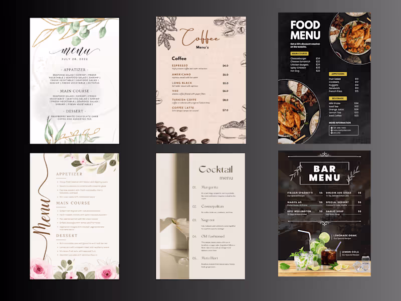 Cover image for I will expertly make eye catching menu designs for you