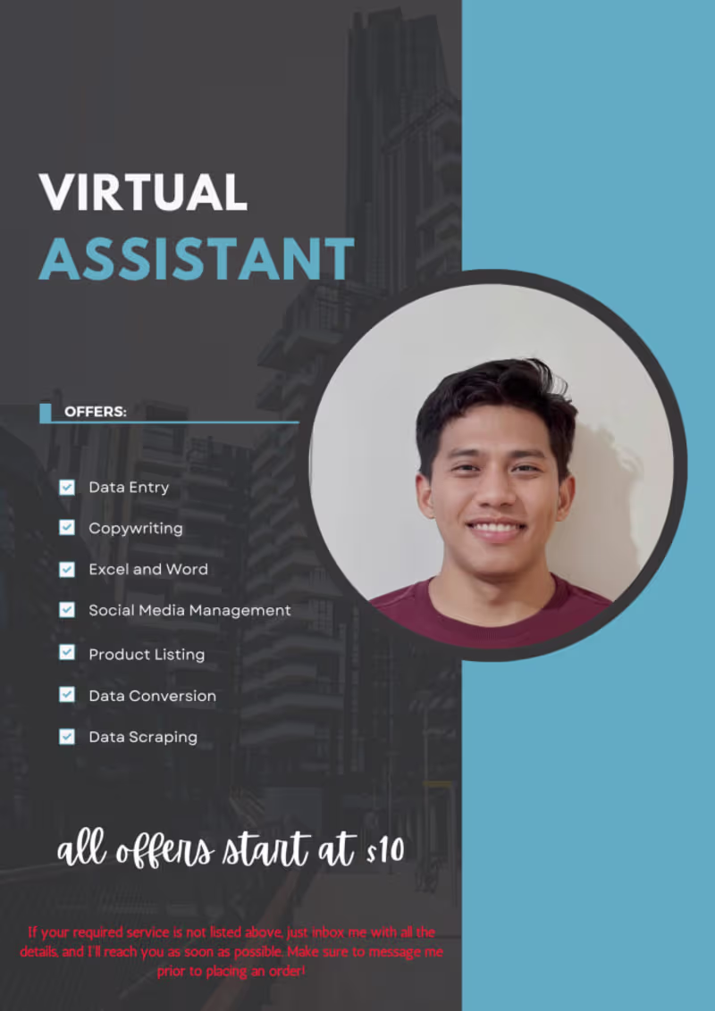 Cover image for I will be your virtual assistant for data entry and file conver…