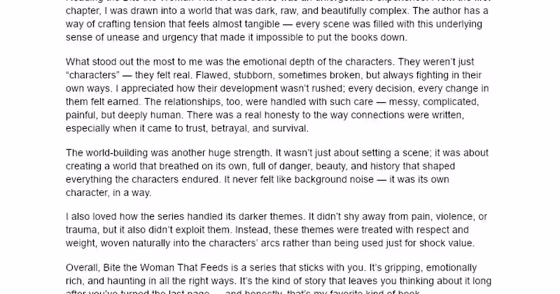 Cover image for Review of 'Bite the Woman That Feeds' Series