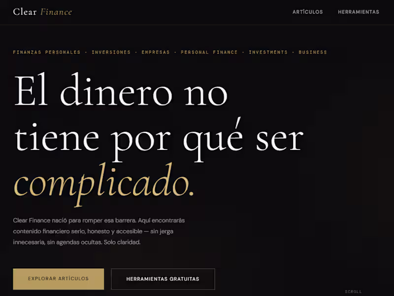 Cover image for Clear Finance is a Website