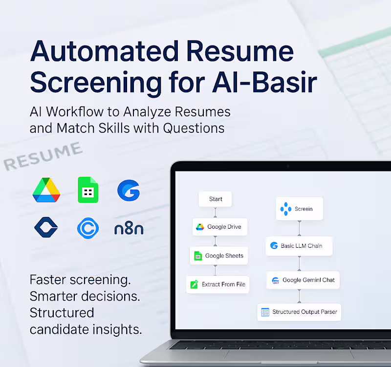 Cover image for AI Resume Screening Automation (n8n + Gemini)