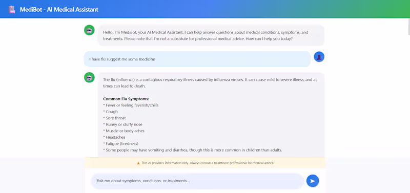 Cover image for MediBot - Medicine Suggestion AI Bot