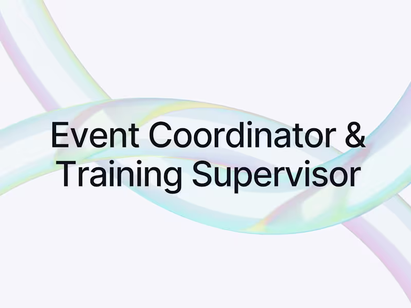 Cover image for Event Coordinator and Training Supervisor