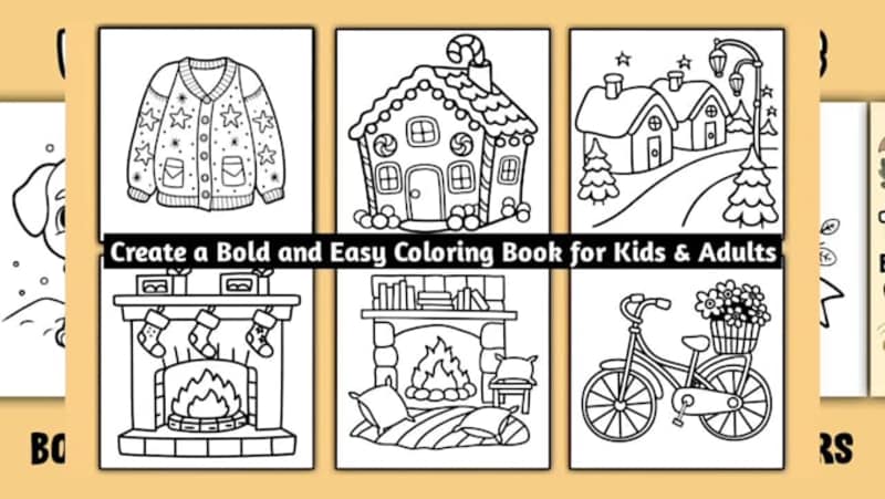 Cover image for I will create a bold and easy coloring book for kids or adults