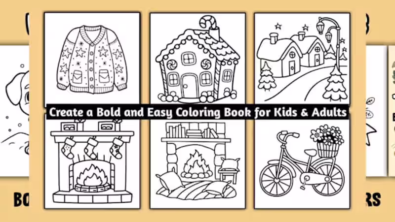 Cover image for I will create a bold and easy coloring book for kids or adults