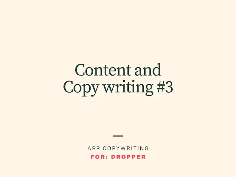 Cover image for Dropper App Copywriting & Brand Messaging