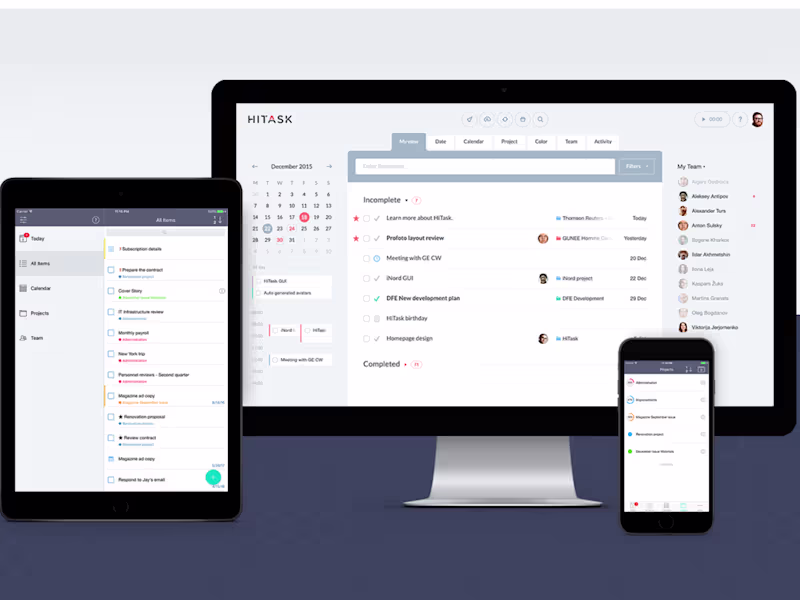 Cover image for Web & Mobile SaaS Product -  Hitask - Project & Task Management