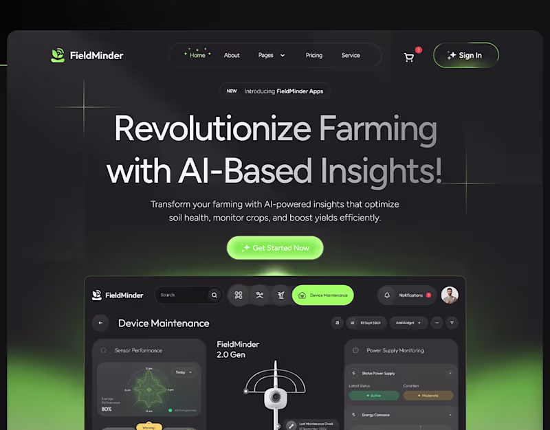 Cover image for Fieldminder Ai Farming Webflow