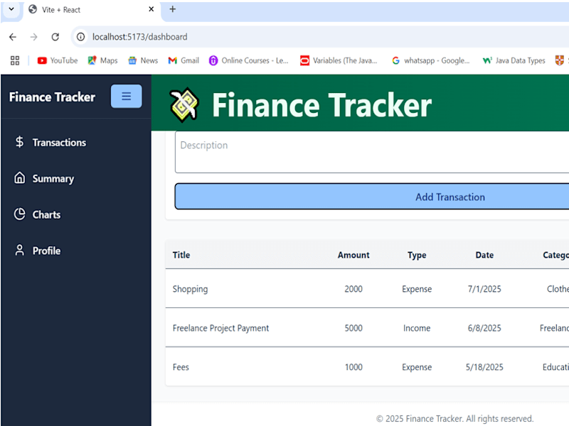 Cover image for Finance Tracker Development