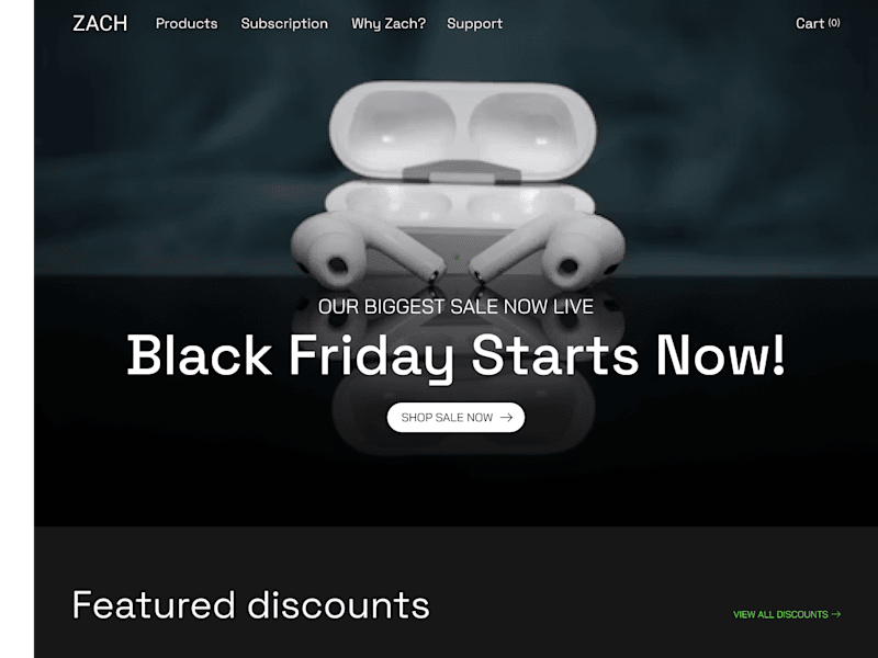 Cover image for Zach accessories landing page design 