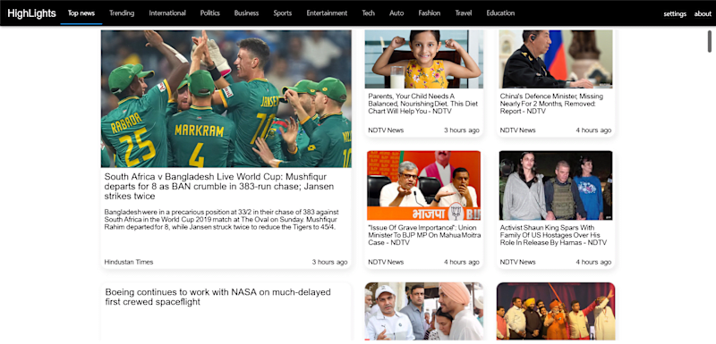 Cover image for Highlights News Web App